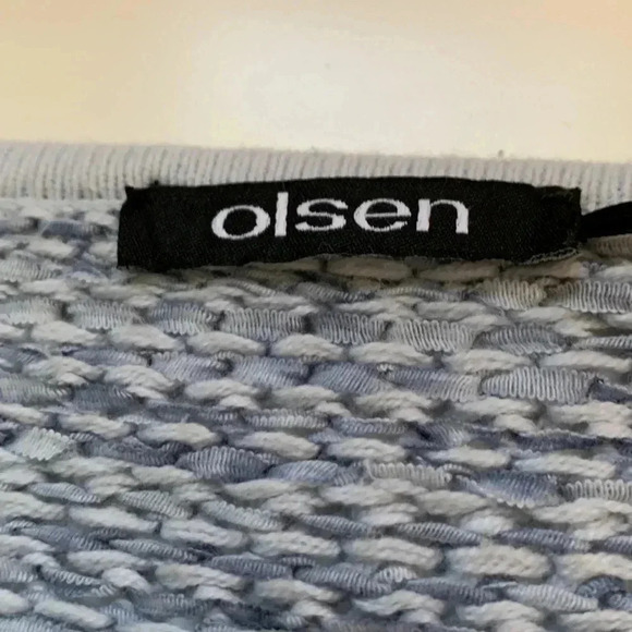 Olsen two-tone blue knit cardigan, medium weight, cotton & polyester - Picture 4 of 11